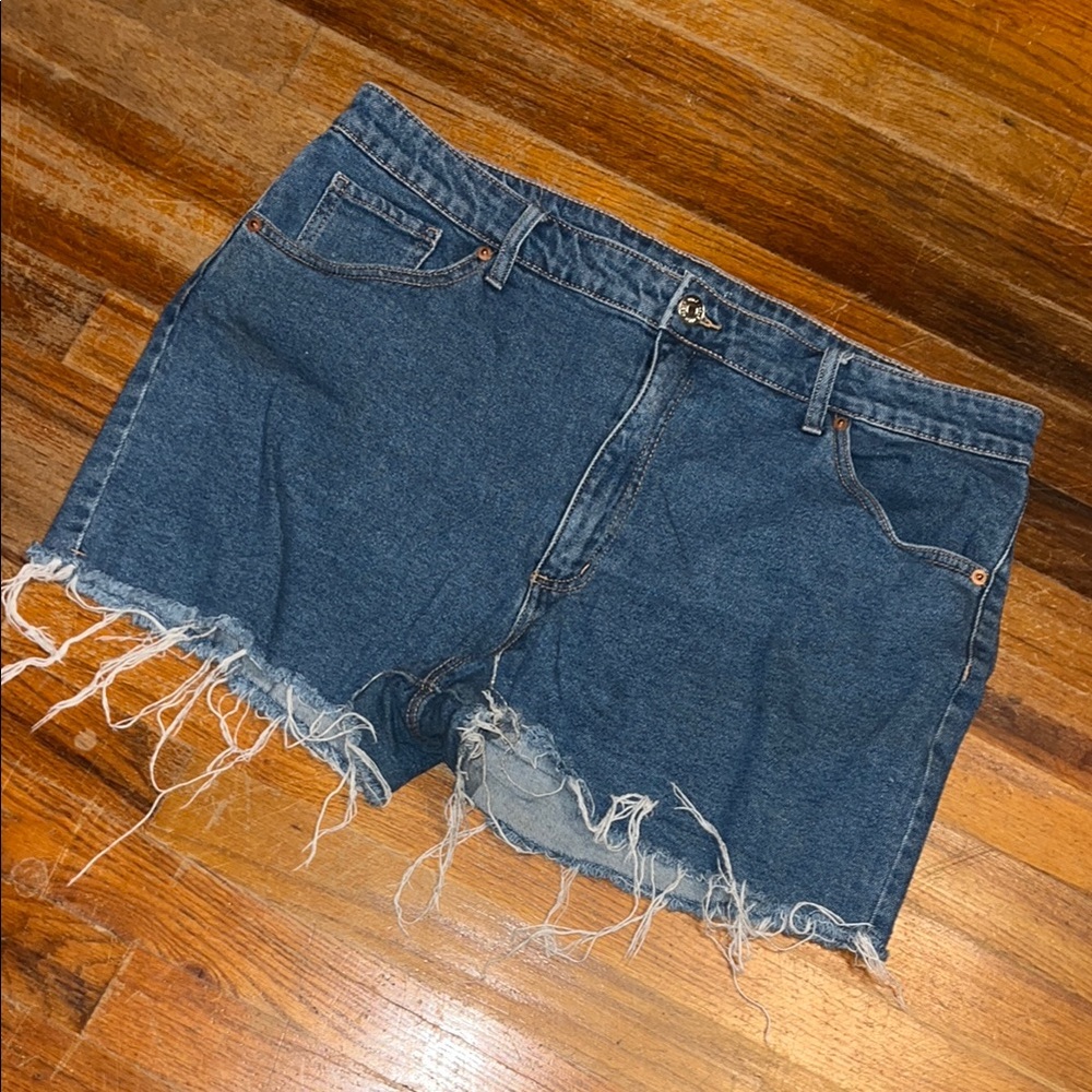Wild Fable Blue Jean Shorts Frayed Hem High-Waisted